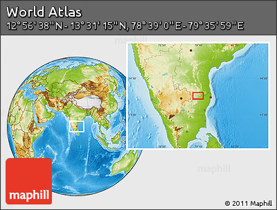 Physical Location Map of the Area around 13° 13' 56" N, 79° 7' 30" E