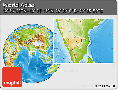 Physical Location Map of the Area around 13° 13' 56" N, 79° 7' 30" E