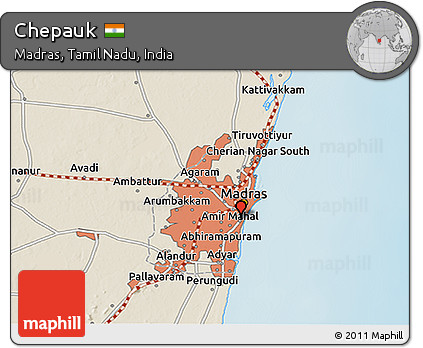 Shaded Relief 3D Map of Chepauk