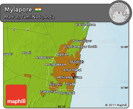 Physical Map of Mylapore