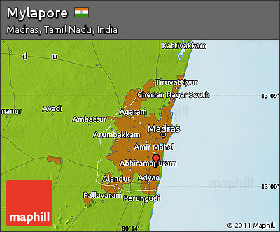 Physical Map of Mylapore