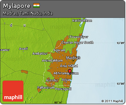 Physical Map of Mylapore