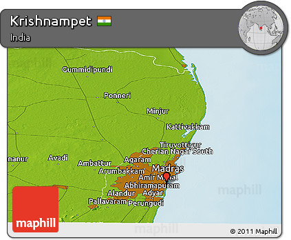 Physical Panoramic Map of Krishnampet