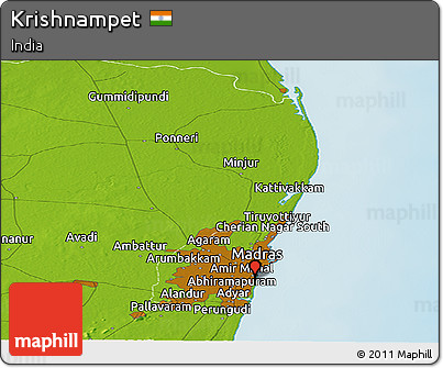 Physical Panoramic Map of Krishnampet