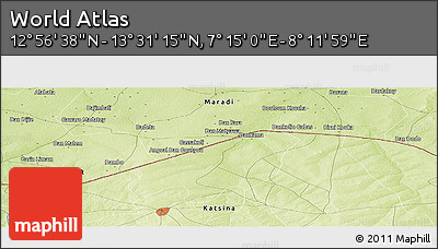 Physical Panoramic Map of the Area around 13° 13' 56" N, 7° 43' 29" E