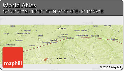 Physical Panoramic Map of the Area around 13° 13' 56" N, 7° 43' 29" E