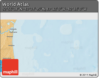 Political 3D Map of the Area around 13° 13' 56" N, 83° 13' 29" W
