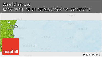 Physical Panoramic Map of the Area around 13° 13' 56" N, 83° 13' 29" W