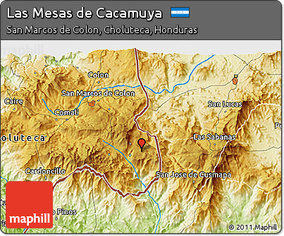 Physical 3D Map of Las Mesas De Cacamuya