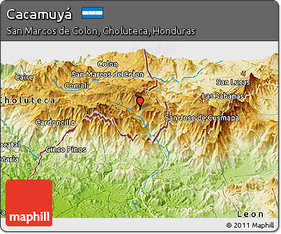 Physical Panoramic Map of Cacamuyá