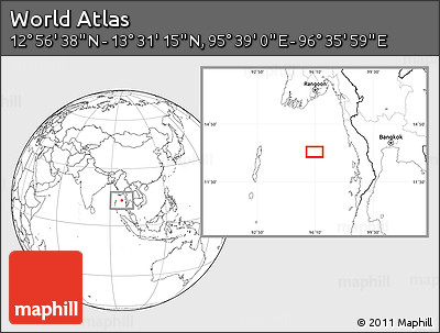 Blank Location Map of the Area around 13° 13' 56" N, 96° 7' 30" E