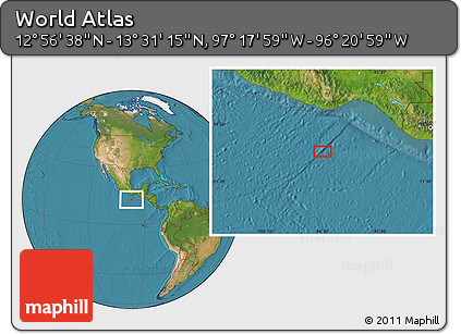 Satellite Location Map of the Area around 13° 13' 56" N, 96° 49' 29" W