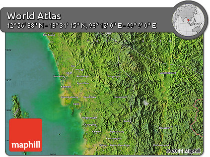 Satellite Map of the Area around 13° 13' 56" N, 98° 40' 30" E