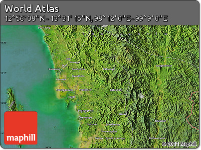 Satellite Map of the Area around 13° 13' 56" N, 98° 40' 30" E