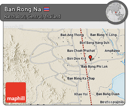Shaded Relief 3D Map of Ban Rong Na