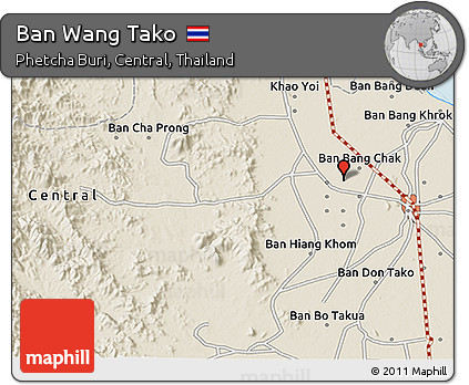 Shaded Relief 3D Map of Ban Wang Tako