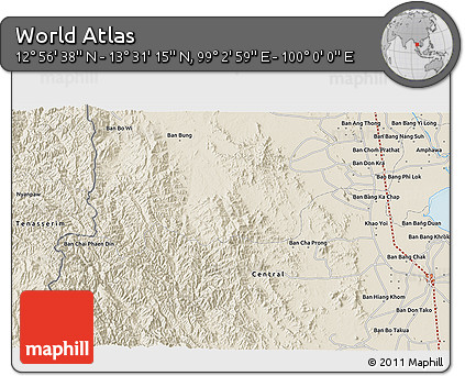 Shaded Relief 3D Map of the Area around 13° 13' 56" N, 99° 31' 30" E
