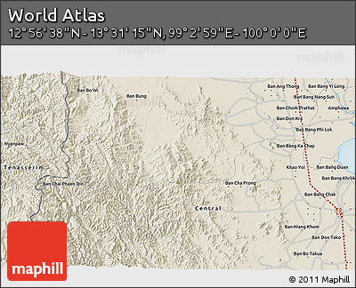Shaded Relief 3D Map of the Area around 13° 13' 56" N, 99° 31' 30" E