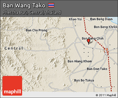 Shaded Relief 3D Map of Ban Wang Tako
