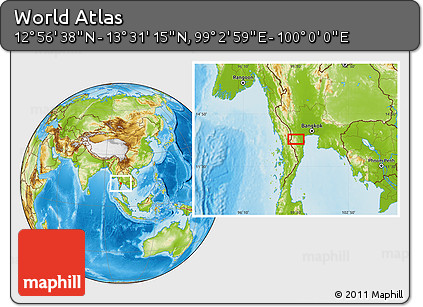 Physical Location Map of the Area around 13° 13' 56" N, 99° 31' 30" E