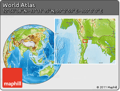 Physical Location Map of the Area around 13° 13' 56" N, 99° 31' 30" E