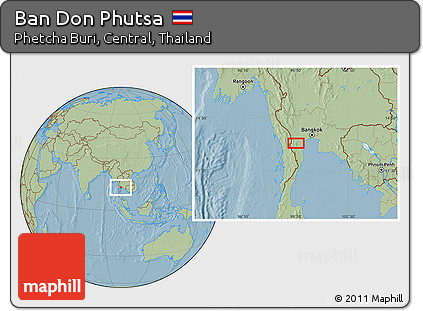 Savanna Style Location Map of Ban Don Phutsa, hill shading