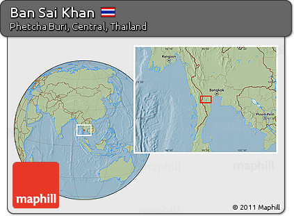 Savanna Style Location Map of Ban Sai Khan, hill shading
