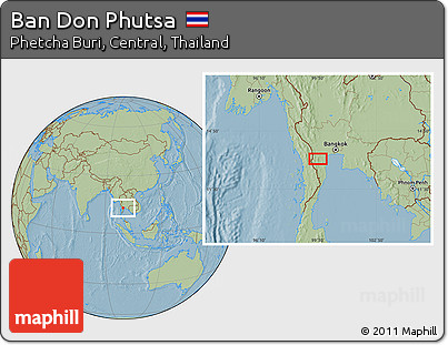 Savanna Style Location Map of Ban Don Phutsa, hill shading