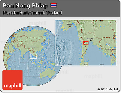 Savanna Style Location Map of Ban Nong Phlap, hill shading