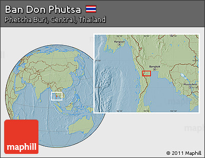 Savanna Style Location Map of Ban Don Phutsa, hill shading