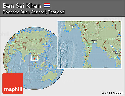 Savanna Style Location Map of Ban Sai Khan, hill shading