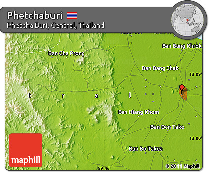 Physical Map of Phetchaburi