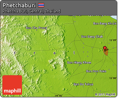 Physical Map of Phetchaburi