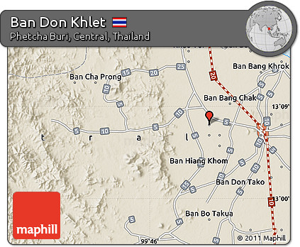 Shaded Relief Map of Ban Don Khlet