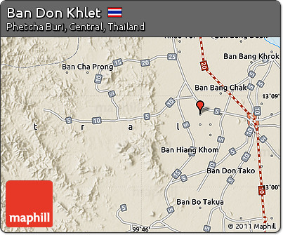 Shaded Relief Map of Ban Don Khlet