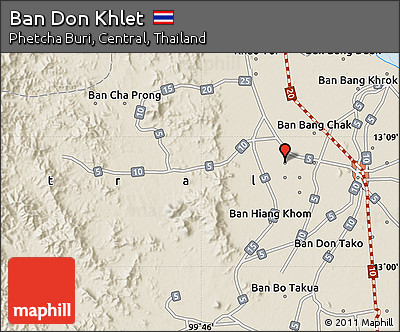 Shaded Relief Map of Ban Don Khlet