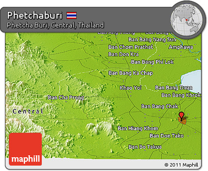 Physical Panoramic Map of Phetchaburi