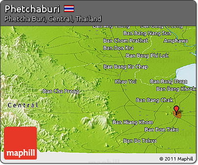 Physical Panoramic Map of Phetchaburi