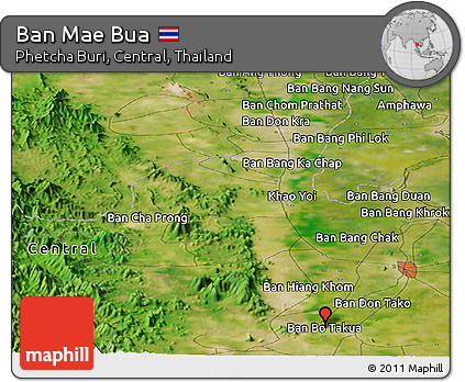 Satellite Panoramic Map of Ban Mae Bua