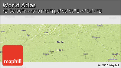 Physical Panoramic Map of the Area around 13° 13' 56" N, 9° 25' 30" E
