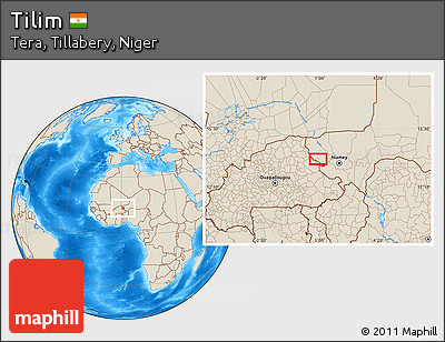 Shaded Relief Location Map of Tilim