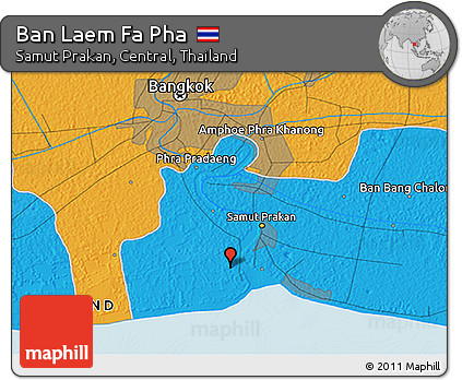 Political 3D Map of Ban Laem Fa Pha