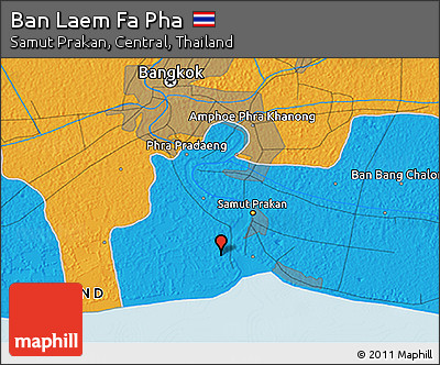 Political 3D Map of Ban Laem Fa Pha