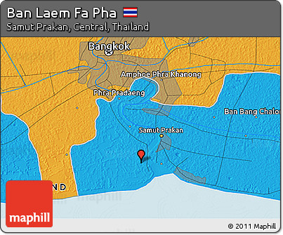 Political 3D Map of Ban Laem Fa Pha