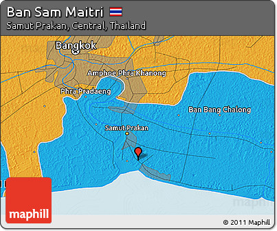 Political 3D Map of Ban Sam Maitri