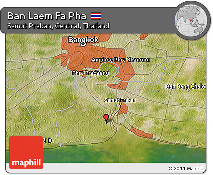 Satellite 3D Map of Ban Laem Fa Pha