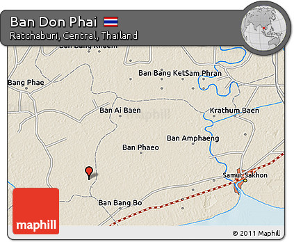 Shaded Relief 3D Map of Ban Don Phai