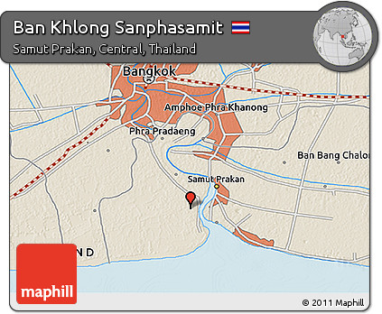 Shaded Relief 3D Map of Ban Khlong Sanphasamit