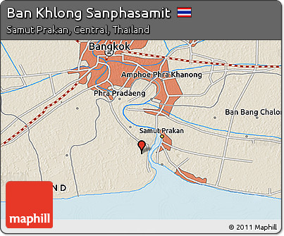 Shaded Relief 3D Map of Ban Khlong Sanphasamit