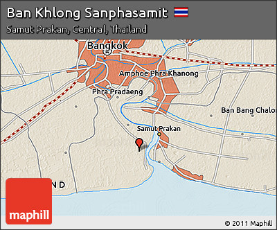 Shaded Relief 3D Map of Ban Khlong Sanphasamit